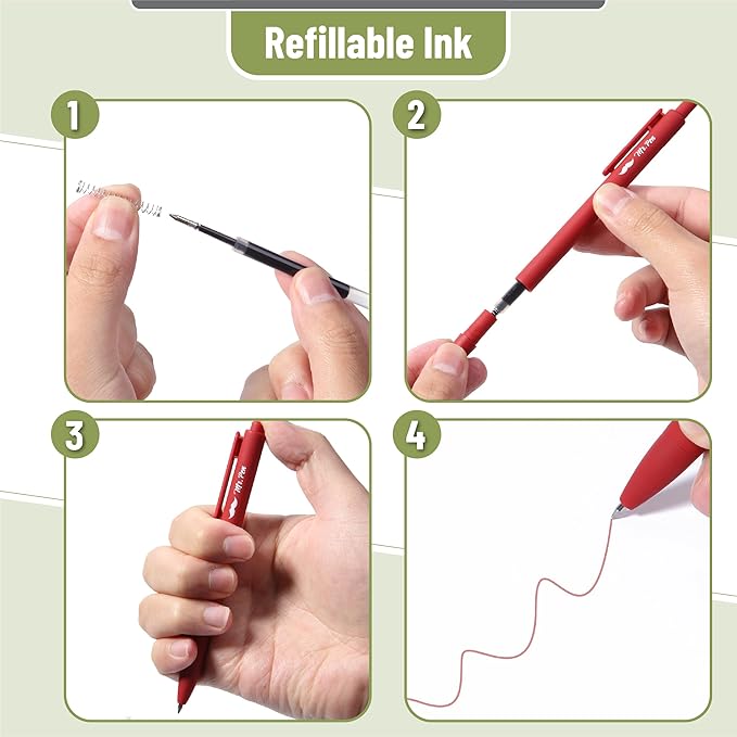 Mr. Pen- Retractable Gel Pens, 12 Pack, Winter Forest Color Inks, Fine Point 0.5mm, Fast Dry, Smooth Writing, Cute Pens for Drawing, Writing Planner and School Supplies