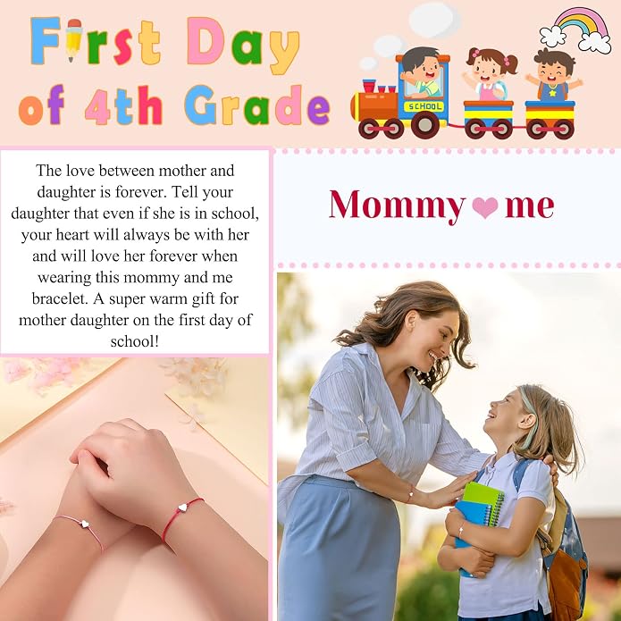 UNGENT THEM Big & Small Heart Bracelets Back to School Gifts for Girls