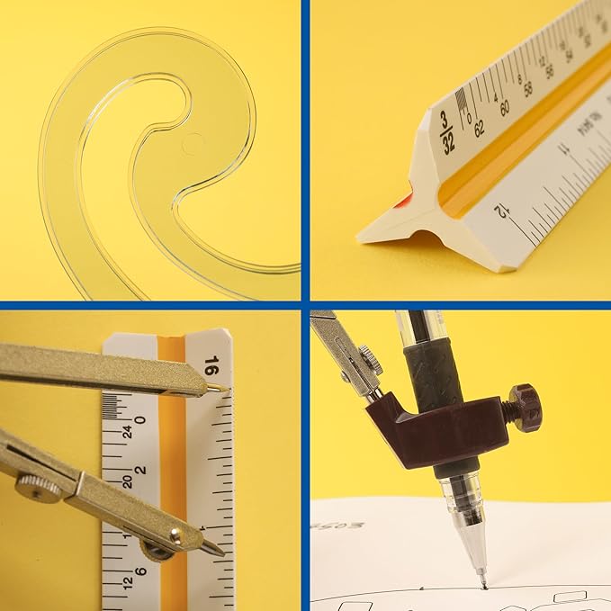 ALVIN Academy Drafting, Drawing and Design Essentials Kit | 13 Pieces | Class Tools for Geometry, Architecture and Engineering Students | - Model DDKE2