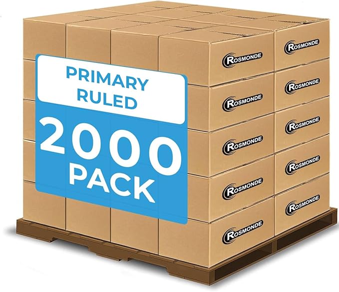 Rosmonde 2000 Pack (Pallet) Composition Notebooks Bulk, Primary Ruled, Full Pallet of Composition Notebooks, 100 Sheets (200 Pages), 9-3/4 x 7-1/2, Bulk Notebooks for Grades K-2, 4-7 Days Transit