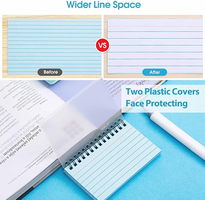 PRIMBEEKS 400 Pcs Premium Index Cards, 3 x 5 Inch White Learning Card, Double-sided Available Note Cards, White Paper Ring Index Card Note Taking Paper for Studying, School, Memory