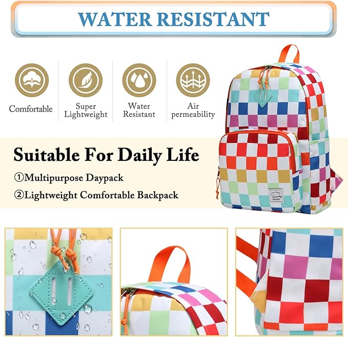 VASCHY School Backpack, Ultra Lightweight Travel Backpack for Women Schoolbag Bookbag for Kids Teen Boys Girls Multicolor