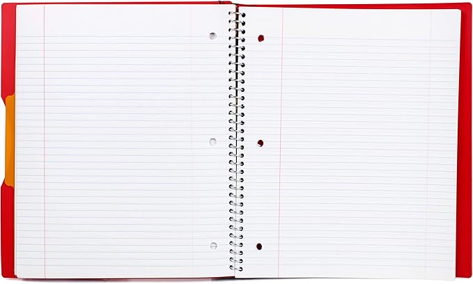 Mintra Office Durable PREMIUM Spiral Notebook, ((Orange, 1 Subject, 8.5in x 11in)), Fabric Covered Coils, No Snags, Removable Adjustable Pocket Dividers, Ruler, Organization, Customizable