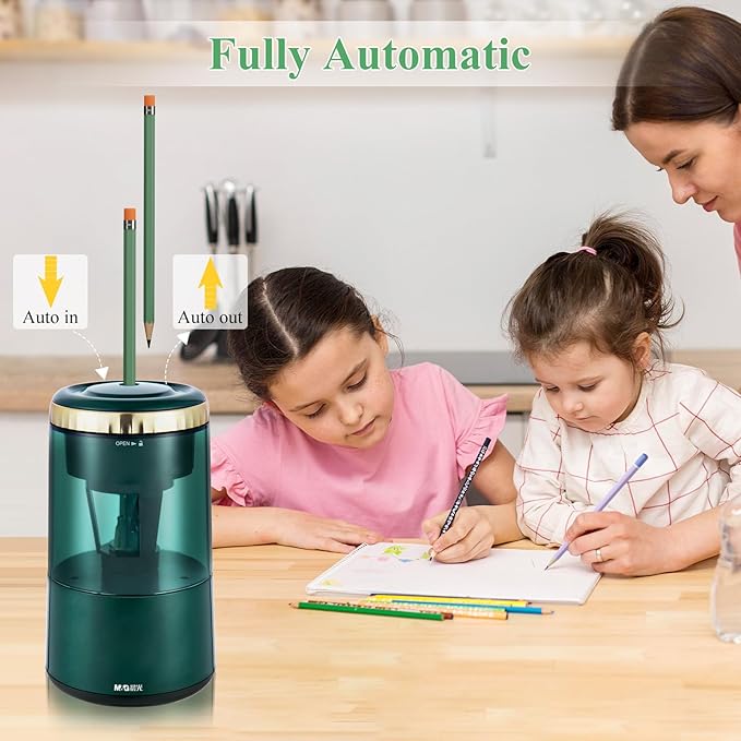 M&G Electric Pencil Sharpener, Portable Automatic Pencil Sharpener for Colored Pencils, Auto Stop,Fully Automatic Sharp & Fast, USB Operated for 7-8mm Pencils for Kids, School, Office, Home (Green)
