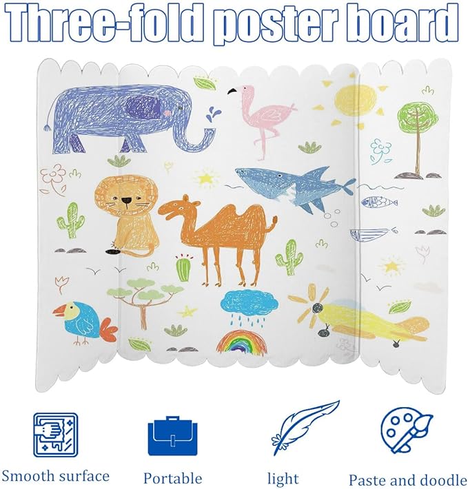 4Pcs Tri Fold Boards 25x16 Inches Display Board Corrugated Project Boards Small Display Boards Science Fair Board Poster Board for Science Fairs, School Projects and Business Project