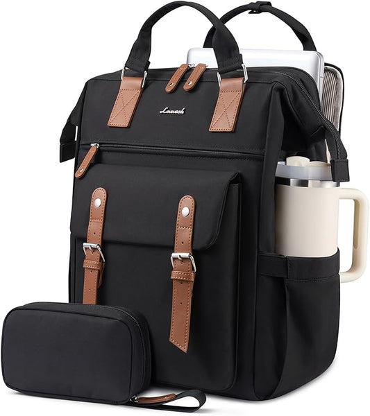 LOVEVOOK Laptop Backpack for Women with Giant Tumbler Holder Pocket,17.3 inch Waterproof Travel Backpack Purse Computer Laptop Bag