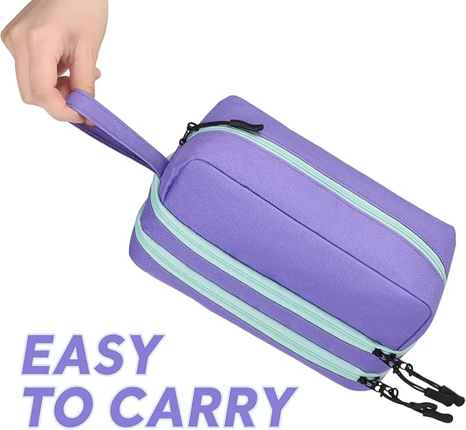 Genteen Large Capacity Pencil Case,Multifunction Pencil Pouch,Pencil Bags with Zipper 3 Compartments Pencil case organizer for or School Teen Girl Boy Men Women(Purple