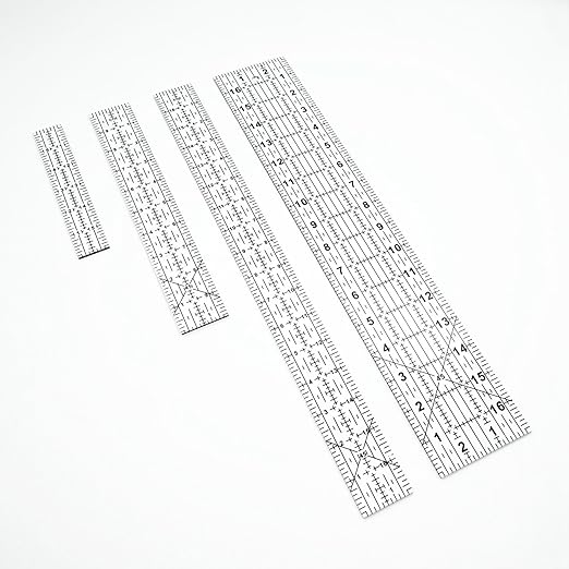 Sewing Rulers Quilting Ruler,Acrylic Quilting Templates,Sewing Tools Accessories Supplies for Patchwork Precision Fabric Cutting 4pcs(1x6,3x17,1.5x17,1.5x10inch)
