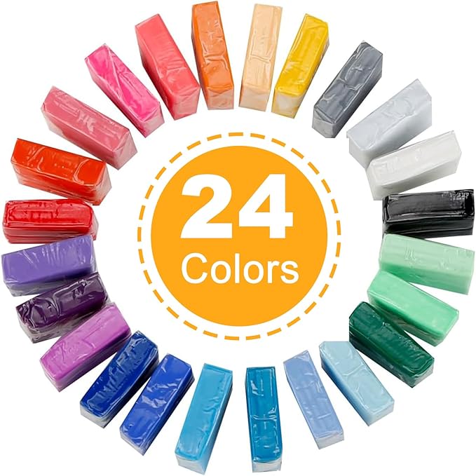CiaraQ Polymer Clay Kit, Mini Modeling Clay Set for Kids/Beginners/Artist, 24 Colors