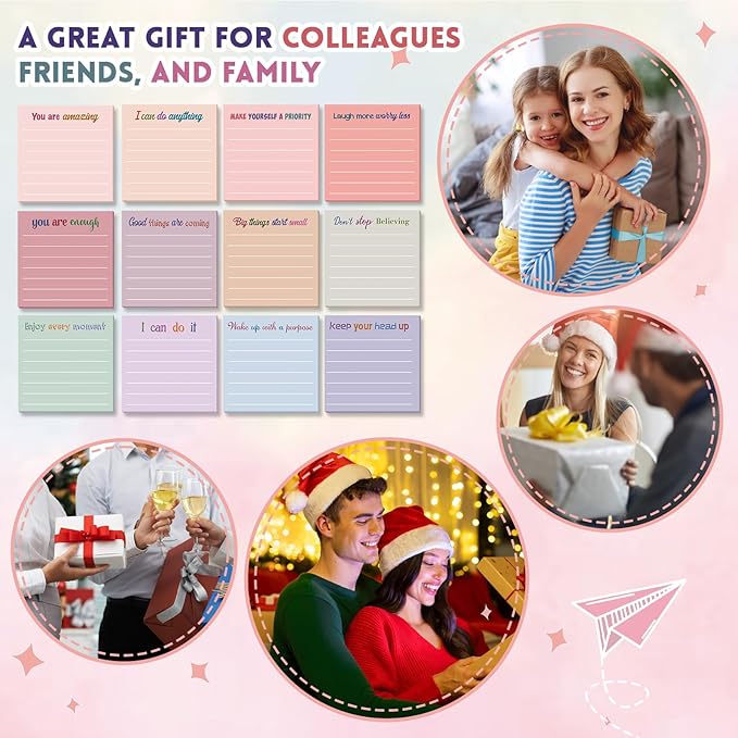 Yinder 24 Pcs Inspirational Sticky Notes Cute Motivational Sticky Notes Pad End of Year Employee Appreciation Gifts Bulk for Teacher Nurse Coworkers Office Supplies 3 x 3'' (Motivation,Aesthetics)