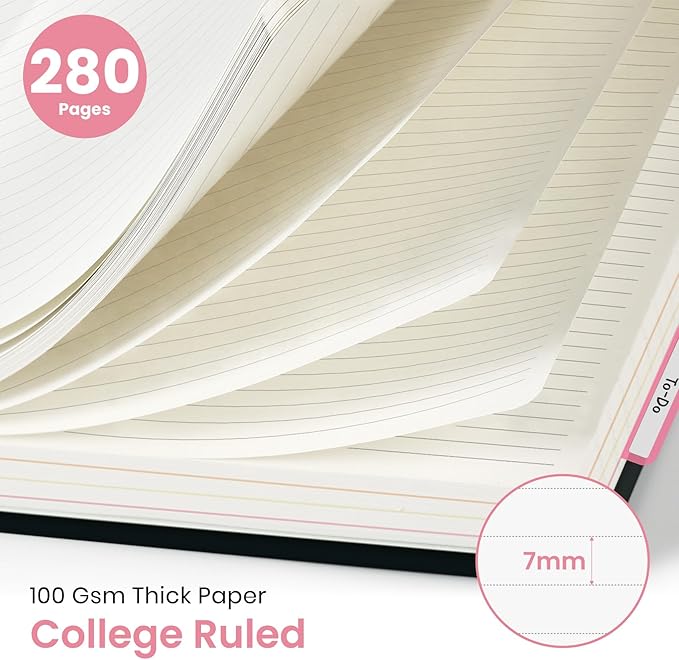 Large Spiral Notebook with Dividers & Tabs, 8.5" x 11" Hardcover 5 Subject Notebook for Work, 280 Pages, College Ruled, Cute Journal for Women, Perfect for Study & Office Note Taking, Hummingbird