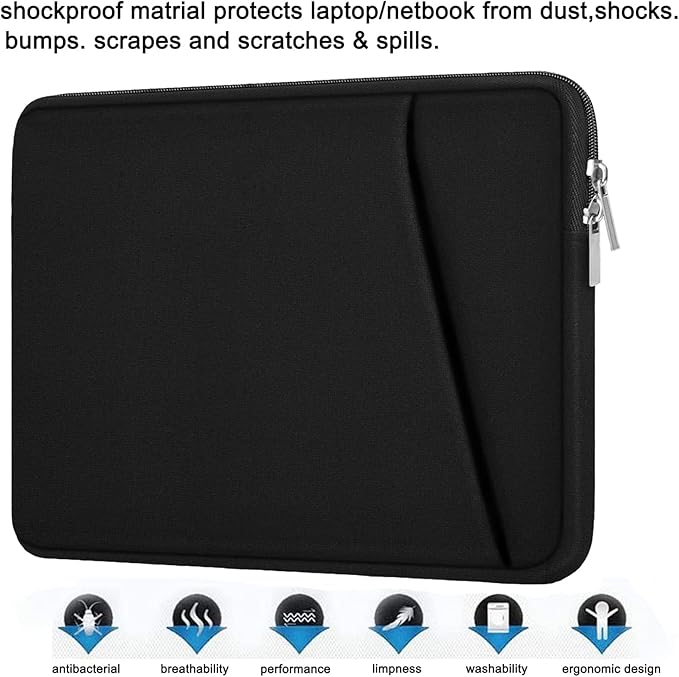 Laptop Sleeve Case 13 Inch, Upgrade 14 inch Laptop Cover for Apple MacBook Pro 2022, Durable Notebook Cover Shockproof Protective Bag Compatible with MacBook Air/Pro Retina 13.3 Inch, Black