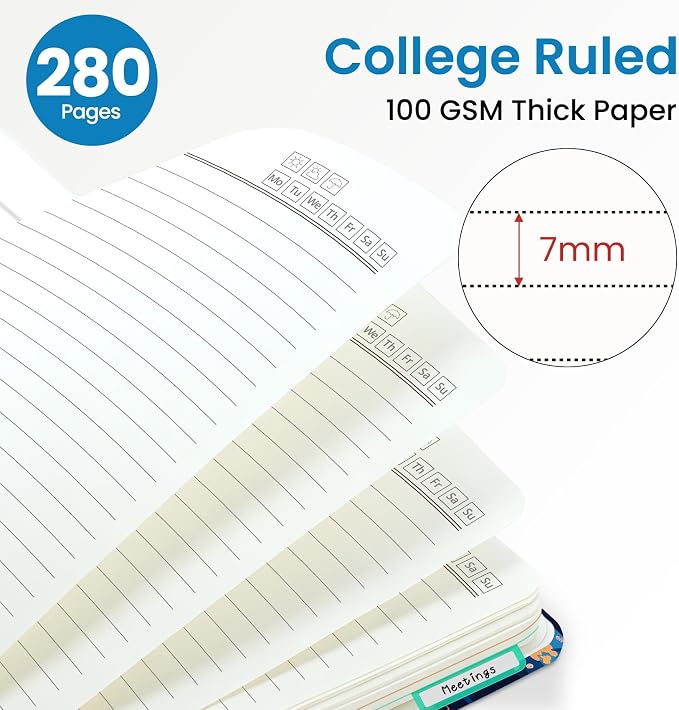 ZOTIA Large Spiral Notebooks for Work 5 Subject with Removable Dividers