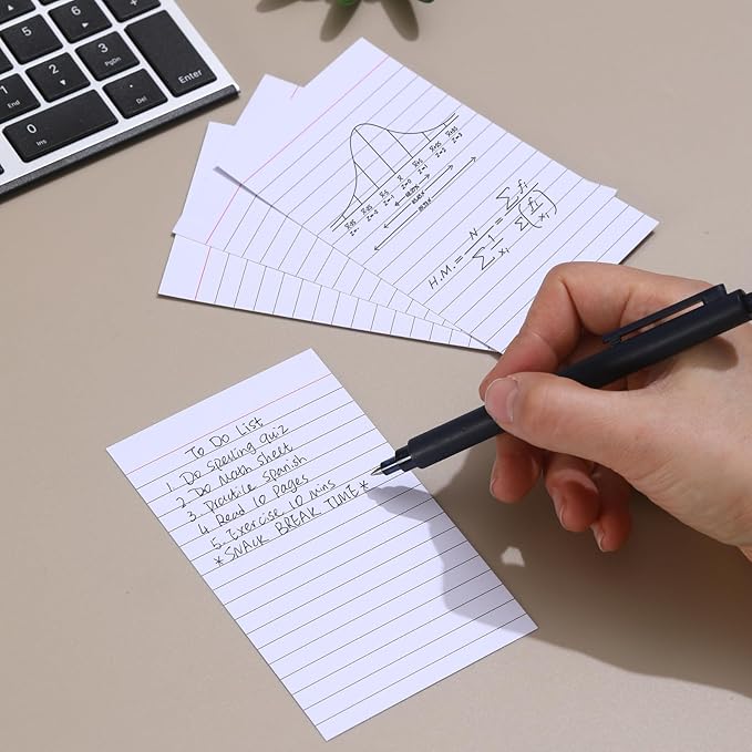 300 Count Vertical Ruled Index Cards 3 X 5 Flash Card Double Sided Lined Notecards Heavy Weight Ruled Checklist Thick Recipe Cards for Studying, School, Home and Office,White