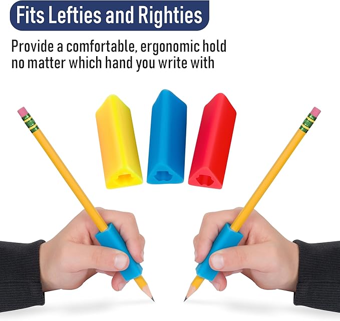 The Classics 12-Pack Triangle Pencil Grips, Assorted Bright Colors, 1.75-Inch Long (TPG-16212)