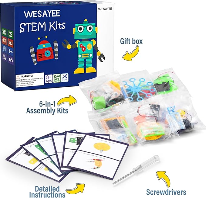 Science STEM Kits for Kids Age 8-12 6-8 12-14 10-12, STEM Toys for Ages 8-13, Boys Girls Crafts, Electronic Robotic Projects Experiments Engineering Activities, DIY Coding Robots 6 7 8 + Year Old
