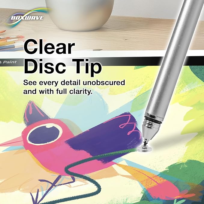 BoxWave Stylus Pen Compatible with Boogie Board Blackboard Smart Scan Reusable Notebook - FineTouch Capacitive Stylus, Super Precise Stylus Pen - Metallic Silver