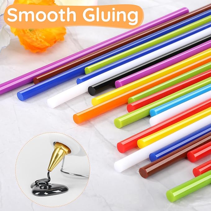 72 Pack Colored Hot Glue Sticks Bulk, 8 x 0.27in 12 Colors Hot Glue Sticks Mini for Hot Glue Gun, Wax Seal Stamp Crafting DIY Art Cards Decoration, Car Dent Repair