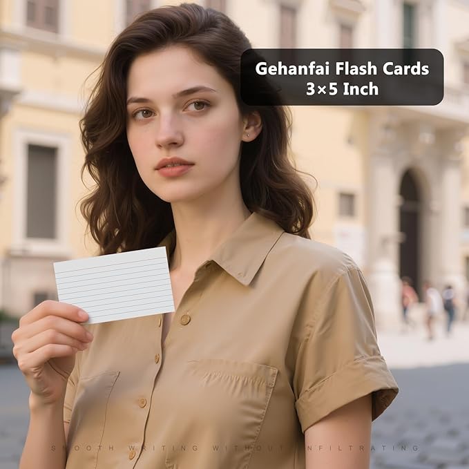 250 Count Index Cards 3 x 5 Inch, Thick White Lined Note Cards Portable Ruled Flash Cards Perfect for Studying and Organizing, Note Taking Study Flashcards for Home, School and Office