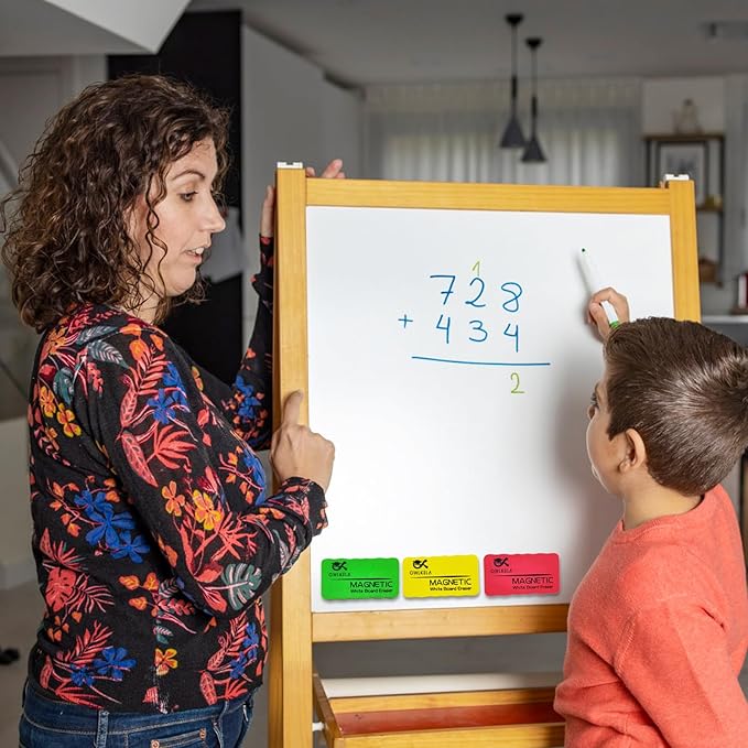 OWLKELA 60Pcs Dry Erase Erasers, Magnetic Whiteboard Eraser for Glass Board, Dry Board and Calendar Board, 4 Colors