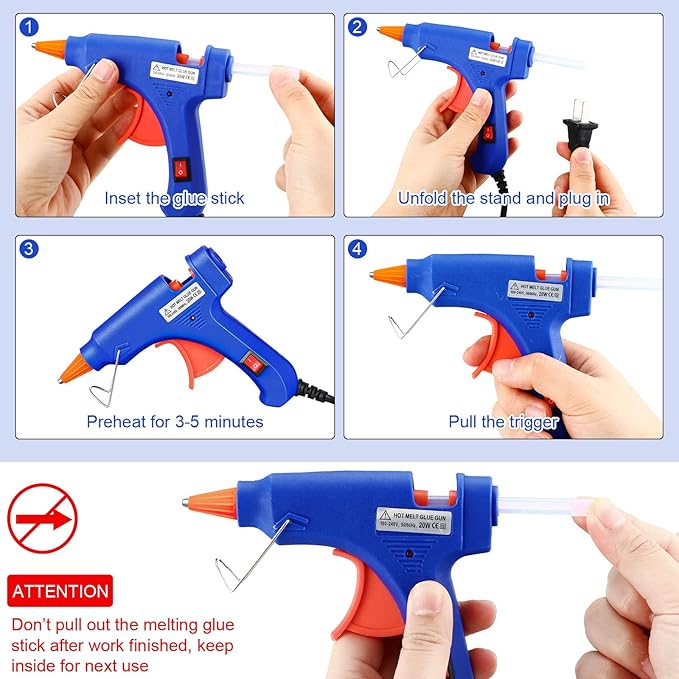 Zhengmy 12 Pcs Mini Glue Gun Crafts Hot Melt Guns Low Temp Glue with Burn Protection Fast Preheating and Easy Squeeze Trigger for School DIY Arts Class Projects Home Quick Repairs, 20 W (Blue)