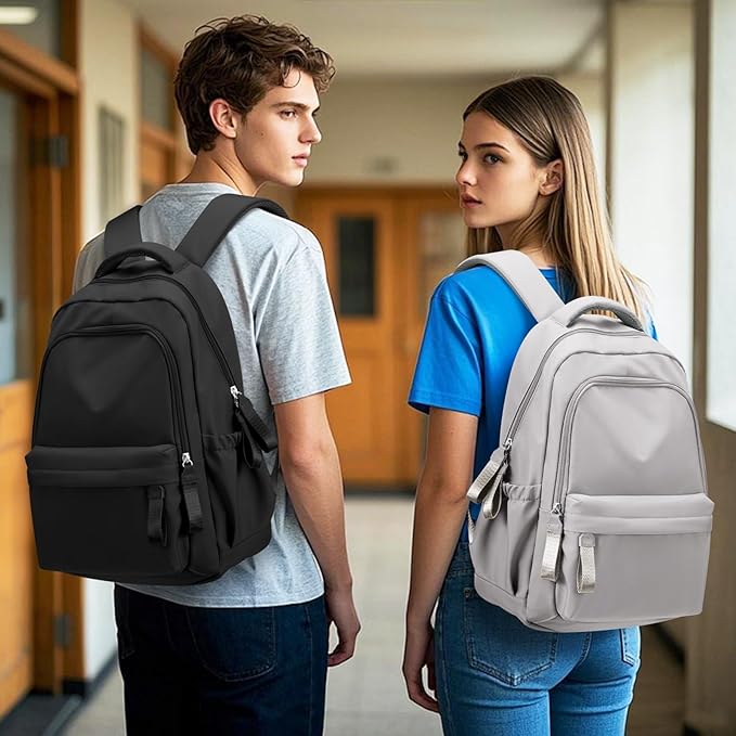 winspansy Small Backpack For School Girls Boys Aesthetic Lightweight Travel Daypack Simple Cute Backpack For Women Men College High School Bookbag Fit 14 Inch Laptop,Rrey Brown