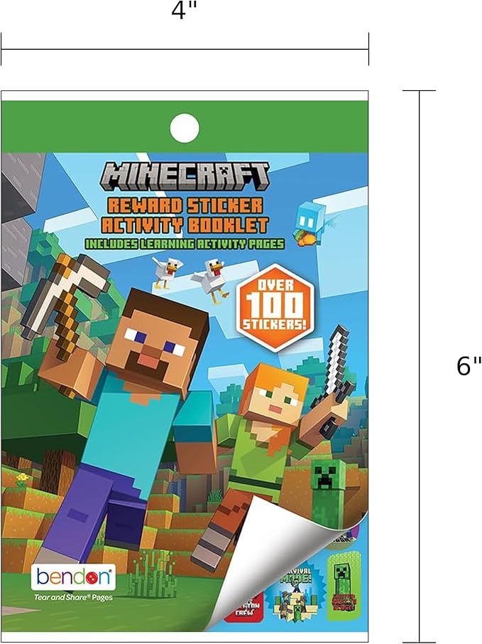 Bendon Minecraft Coloring Book | Activity Book | Minecraft Pixel Art | Video Game Coloring Books | 4" X 6" | Officially Licensed (Sticker Book)