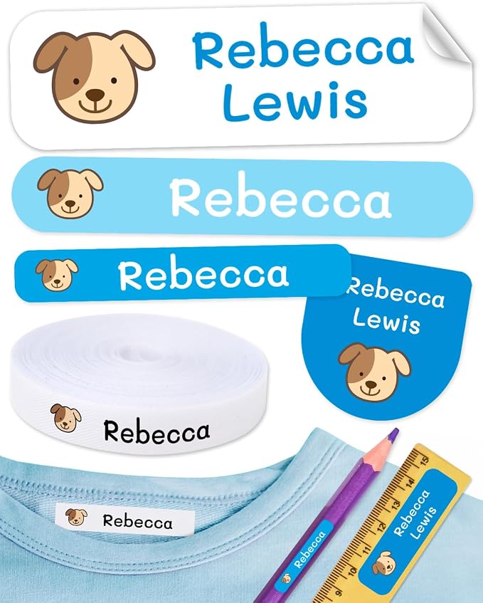 620 Custom Name Labels for Clothing & School Supplies – 400 Iron-On Fabric Labels + 220 Waterproof Stickers for School, Daycare & Nursing Home