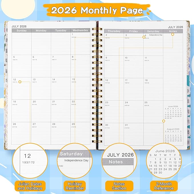 VinTS 2026 Planner,11.6x8.6in Large Weekly Monthly Dated Planner,Jan-Dec.2026 Flower Hardcover Planner Agenda Organizers with stickers, bookmarks, pocket for Women