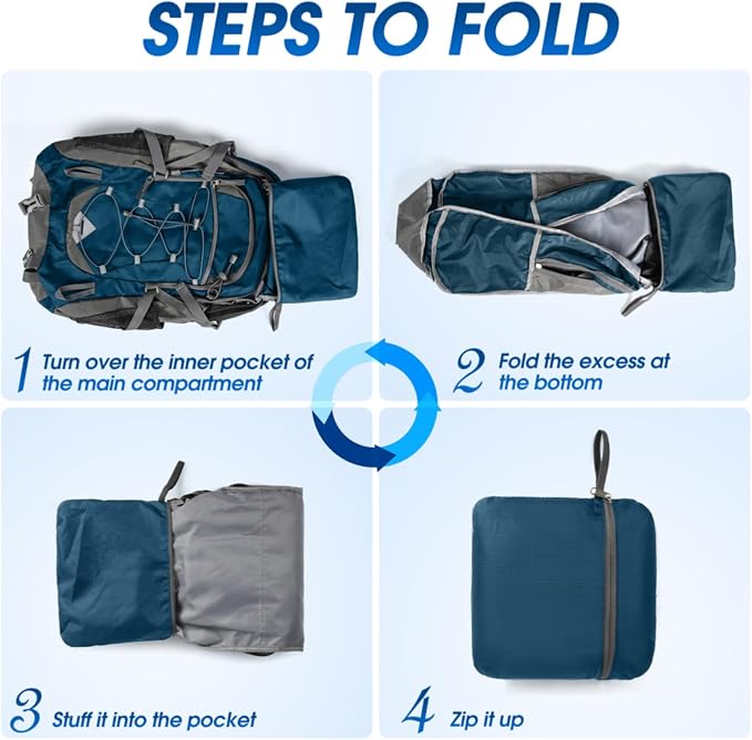 IGOLUMON Hiking Backpack 40L Packable Lightweight Camping Daypack Men Women | Multi-compartment storage Water-resistant Foldable Nylon Material Hiking Day pack for Camping Cycling Outdoor