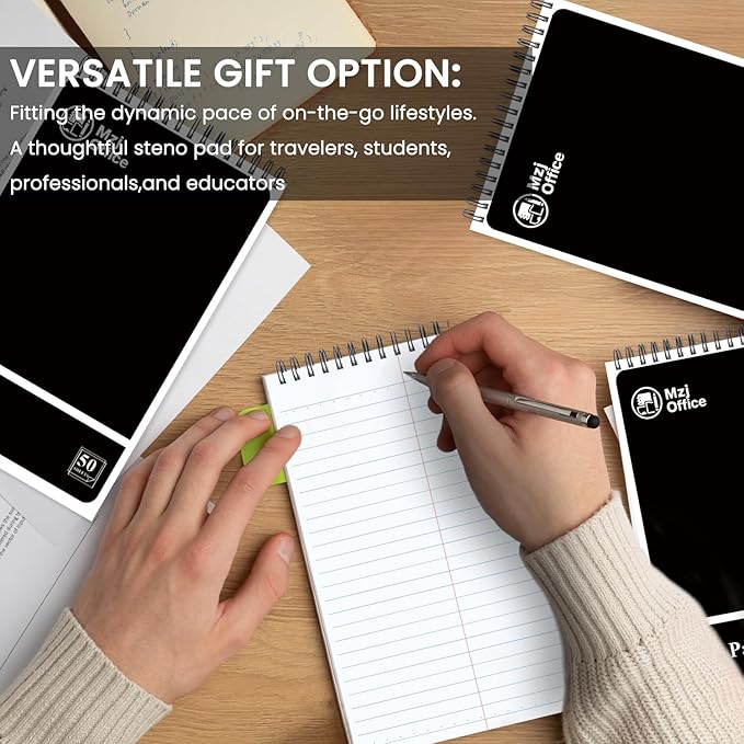 Steno Pads Spiral 6x9 12 Pack | Steno Notebooks Top Spiral Notepad | Steno Notepad 50 Sheets Each | Gregg Ruled Spirals Notebook 6x9 | Notebooks for Work.