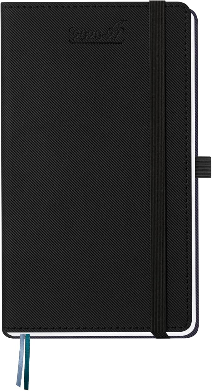 BEZEND Pocket Planner 2026-2027 Weekly and Monthly (3.75" x 6.75" Slim Size) 18-Month Academic Calendar Notebook (Jul 26-Dec 27), Ideal for Students & Professionals, PU Leather Hardcover -Black