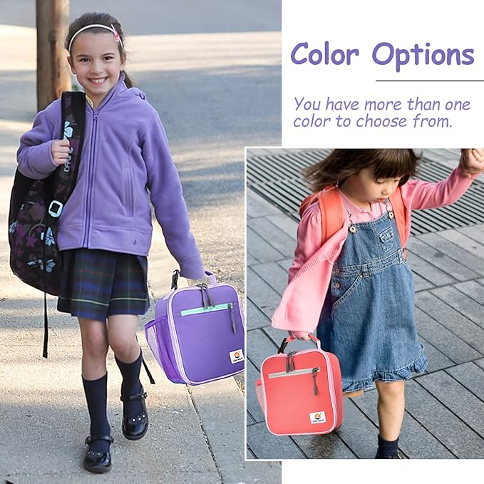 CaCTOUR Lunch Box Kids,2 Packs Insulated Lunch Bag for Girls Boys,Soft Bag Mini Cooler Back to School Thermal Reusable Lunch Bag for Work School Picnic (Blue & Purple)