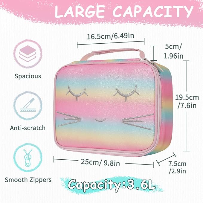 VASCHY Large Pencil Case Bag, Art Supply Marker Organizer Big Pen Pouch with Detachable Layers Slots Multiple Zipper Pockets for Kids Adults School Office Gilter Unicorn
