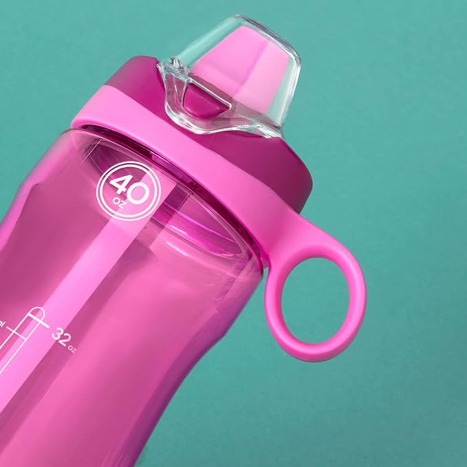 Pogo Plastic Water Bottle with Chug Lid and Carry Handle, Reusable, BPA Free, Dishwasher Safe, Perfect for Travel, School, Outdoors, and Gym, 18oz 32oz 40oz 64oz