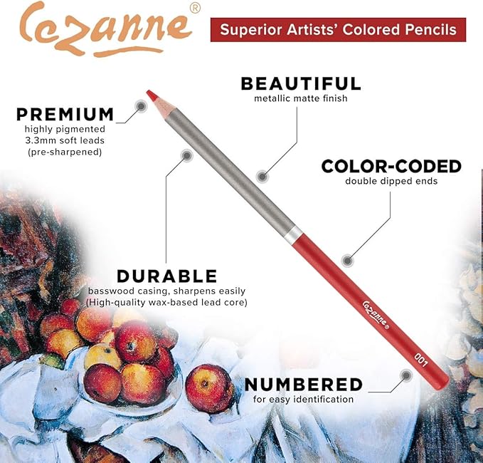 Creative Mark Cezanne Premium Colored Pencil Set With 6pk Colorless Blenders - Soft Wax Core Colored Pencils for Drawing, Blending, Coloring, Professional Artists & More! - 120-Count