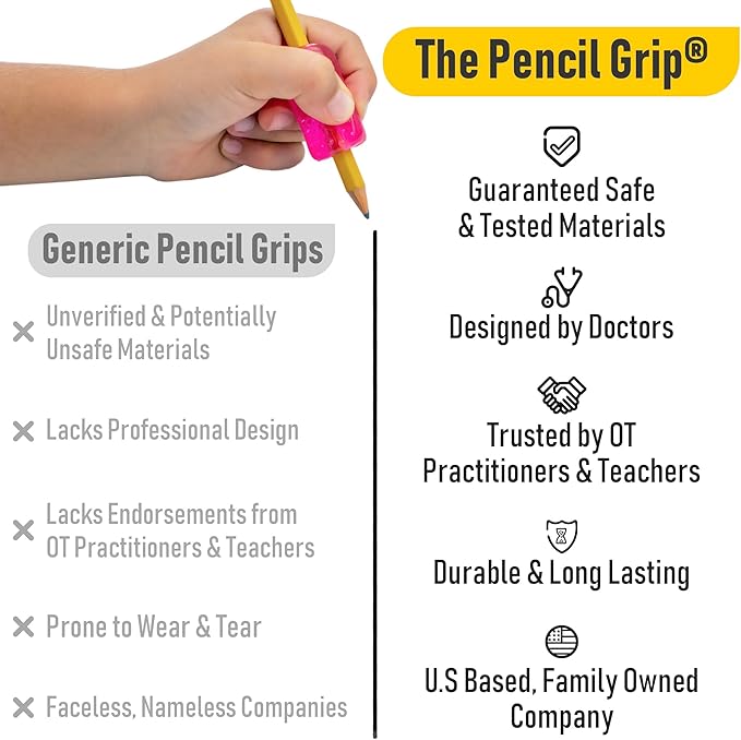 The Pencil Grip Bumpy Grip - Neon Ergonomic Writing Aid, 6-Pack, Doctor-Designed to Improve Handwriting, Reduce Fatigue & Hand Pain, Universal Fit for Kids, Adults, Left & Right Handed Use