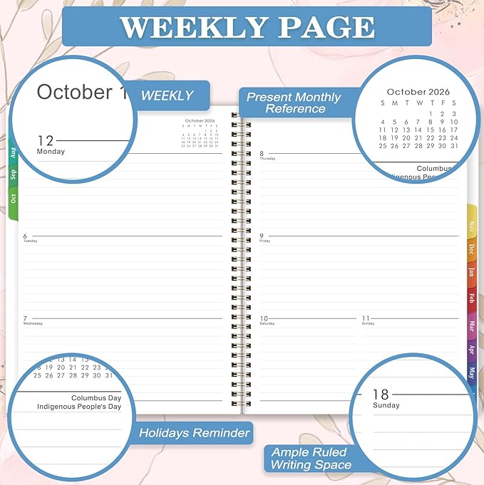 Planner 2026-2027 - Jul. 2026 - Jun. 2027, 8.5" x 11" Planner Weekly and Monthly, Calendar Planner 2026-2027 with 12 Monthly Tabs, Cardboard Cover, Back Pocket