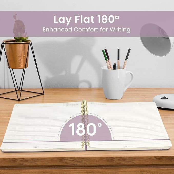 Taja Large Spiral Lined Notebook for Work, Journal for Women & Men