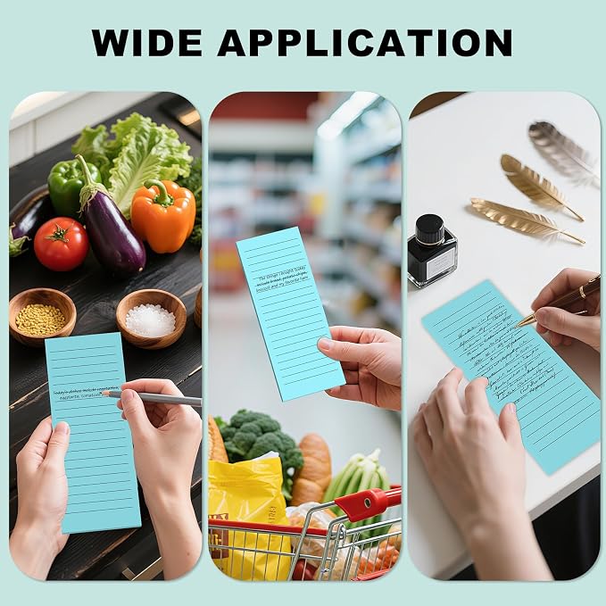 Nichela Magnetic Notepads Note Pads for Fridge with Full Magnet Back, 180 Sheets Blue Lined Refrigerator Notepad, 30 Sheets Per Pad for Grocery List, Shopping List, Office, Home, To-Do Lists & Memos