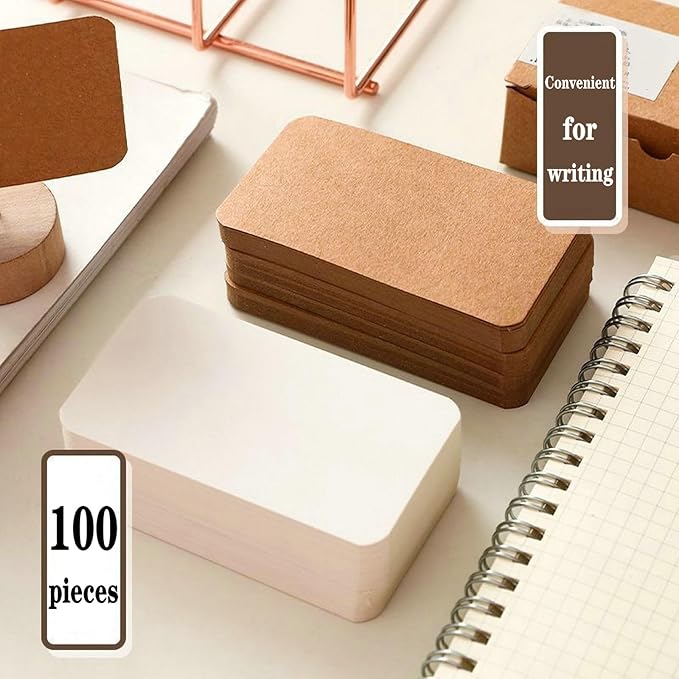 Astero 100 Brown Small Blank 3.5x2 Mini Index Cards & Flash Cards Blank Blank Business Cards to Write On Small Note Cards for Greeting Postcards Vocabulary Bookmarks DIY Messages