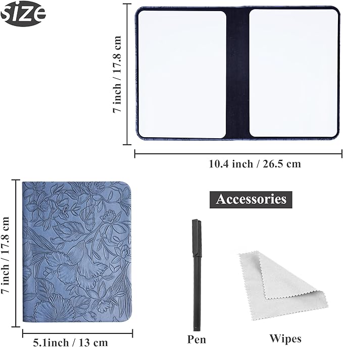 Portable Small White Board Dry Erase Board, Reusable 9.5 * 6.6in Notebook Memo, Office Home Supplies Desk Accessories(1-Carved Blue)