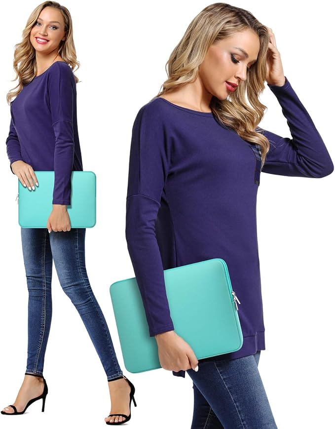 CCPK Laptop Sleeve Case for MacBook Pro 14 inch Mac Air 13 inch M4 M3 M2 M1 Compatible with Hp Lenovo Dell ASUS Computer Laptop Sleeve Bag Protective Carrying Case Cover 13-14 inch Accessories, Mint