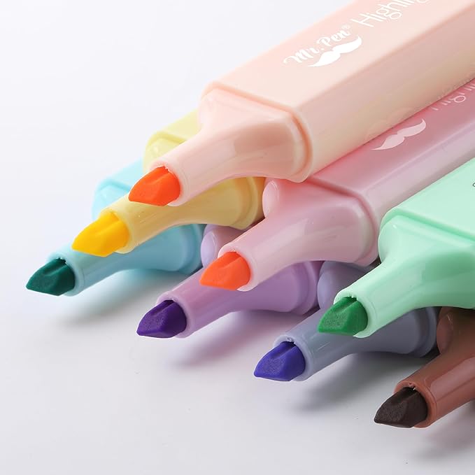Mr. Pen- Pastel Highlighters, 8 Pack, Highlighters with Firm Chisel Tip, Quick Dry & Non-Toxic, No Bleed on Standard Paper, Ideal for Highlighting, Underlining, Journaling & Coloring