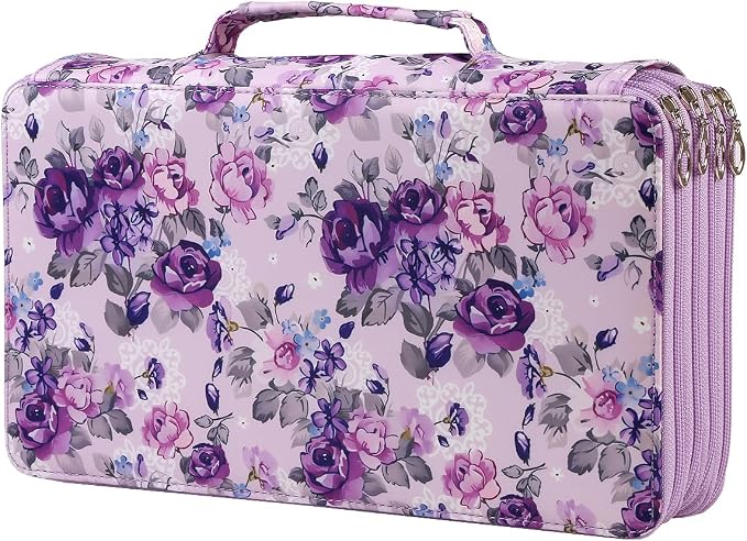 300 Slots Colored Pencil Case Organizer, 4 Layer Bag | Twill Oxford fabric,103 elastic loops,detachable handle,for travel,home storage,drawing tools,creative gifts