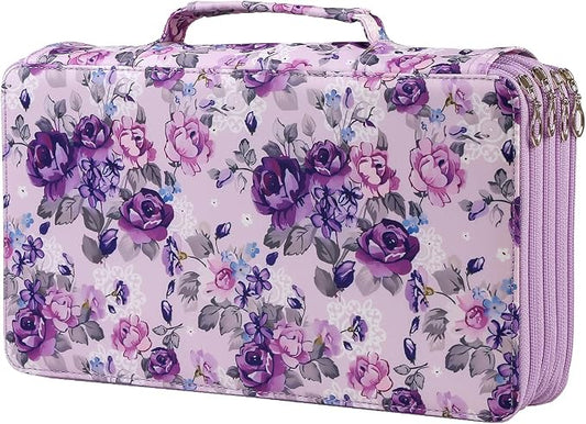 300 Slots Colored Pencil Case Organizer, 4 Layer Bag | Twill Oxford fabric,103 elastic loops,detachable handle,for travel,home storage,drawing tools,creative gifts