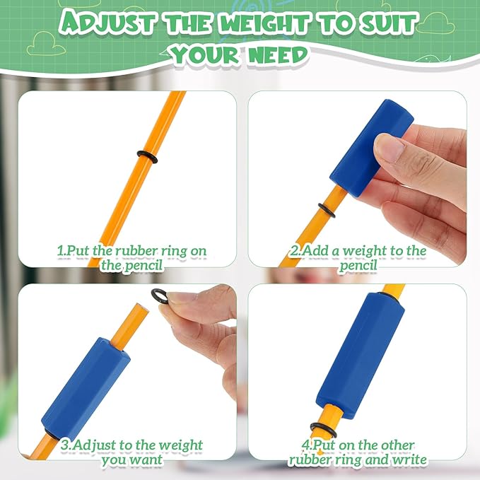 3 Pcs Pencil Pen Weights 1.59 oz, Handwriting Aid Kit for Children Elderly Special Need, Metal Weighted Pencil Holder Tool for Autism Tremors Fine Motor Skills(Navy Blue, Yellow, Rose Pink)