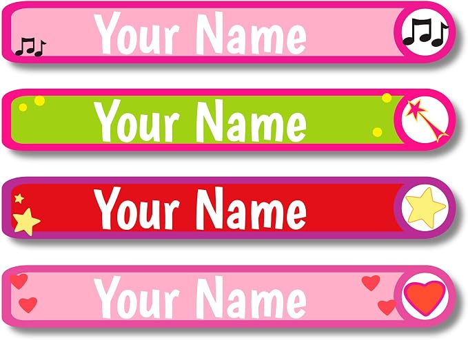 Lovable Labels Personalized Labels for Kids (120 Labels) - Waterproof Dishwasher Safe Peel and Stick Labels are Great for School Supplies Daycare Camp Bottles (Diva)