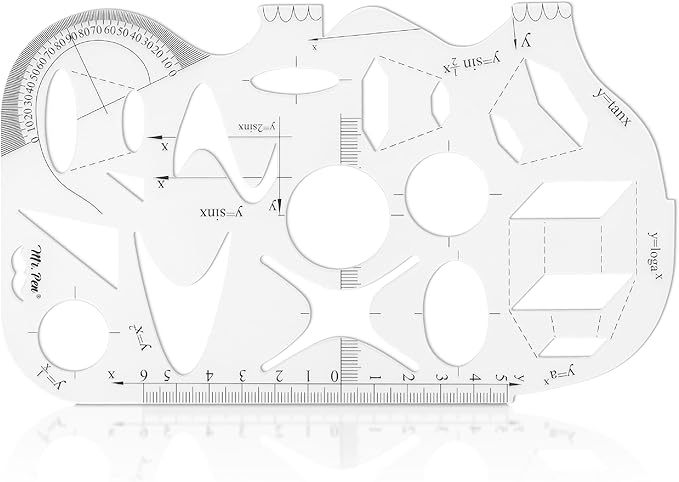 Mr. Pen- Geometric Drawing Template, Mathematical Functions Plastic Template Plastic, Shape Stencils for Drawing