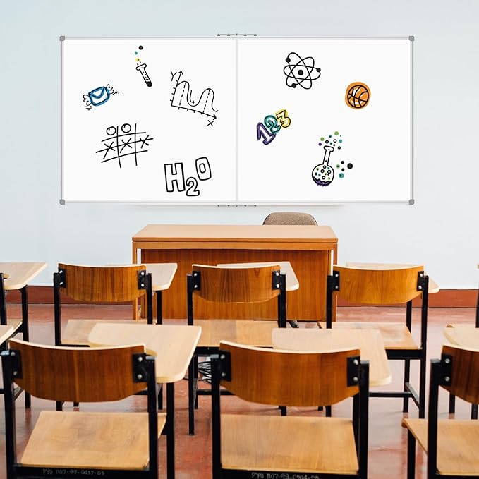 Lockways Large 96" x 48" Magnetic Dry Erase Board, Foldable Wall Mounted Whiteboard| White Board with Pen Tray for Business,Team,Home Office,Home Education and School Classroom